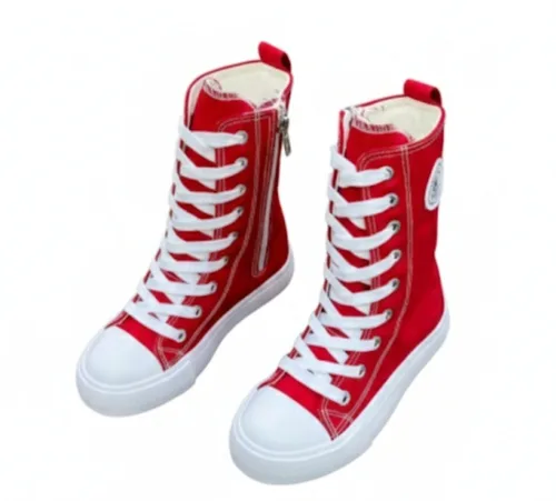 סניקרס גבוהות פסים אדום לבן